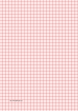 Printable Graph Paper - Light Red - Three Quarter Inch Grid - A4