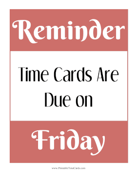 TemplateVault - Time Card Reminder Due Friday