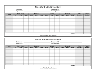 Time Card with Deductions