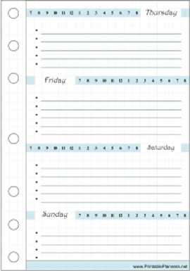 Timeline Bullet Journal Thurs-Sun