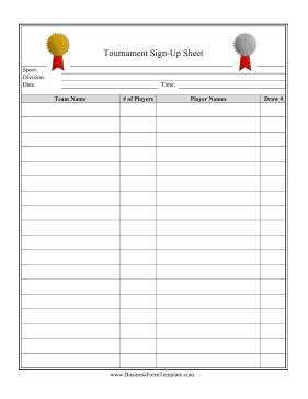 Tournament Signup Sheet