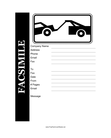 Tow Truck fax cover sheet