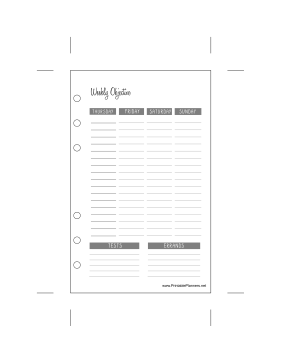 Academic Planner Thurs-Sun