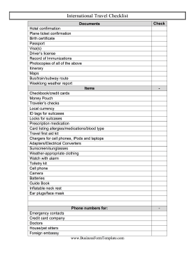 Travel Abroad Packing Checklist