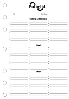 Travel Journal Packing List