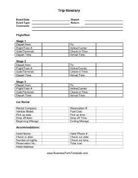 Trip Itinerary