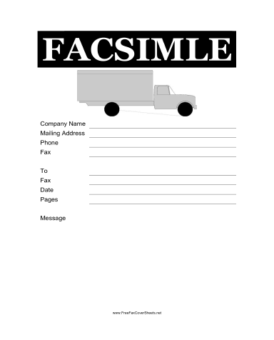 Truck fax cover sheet