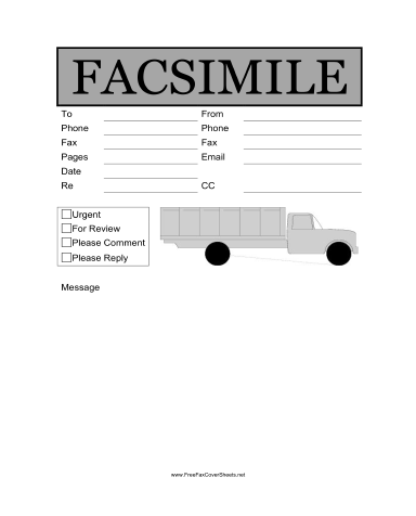 Trucking fax cover sheet