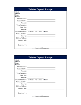 Tuition Deposit Receipt