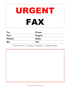 Urgent Fax Large Print fax cover sheet