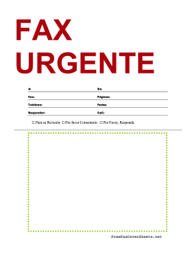 Urgent Spanish fax cover sheet