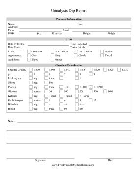 Urinalysis Dip Report