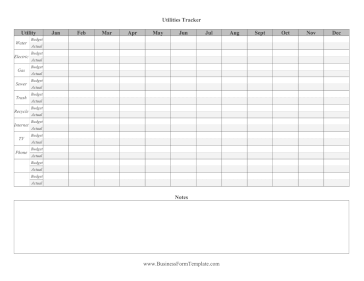 Utilities Annual Use Tracker With Budget