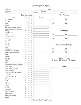 Vehicle Inspection Report