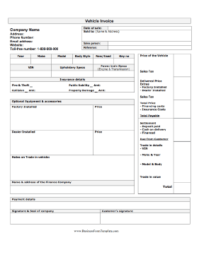 Vehicle Invoice