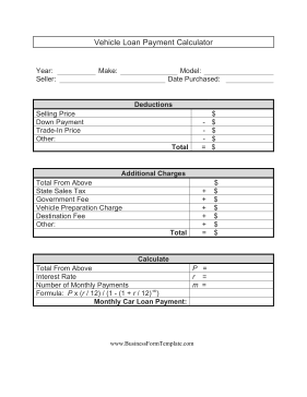 Vehicle Loan Payment Calculator