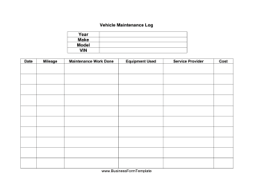 Vehicle Maintenance Log