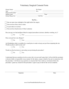 Veterinary Surgical Consent Form