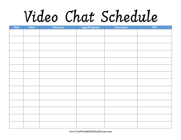 Video Chat Schedule