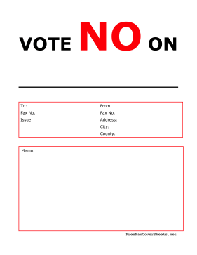 Vote No Color fax cover sheet