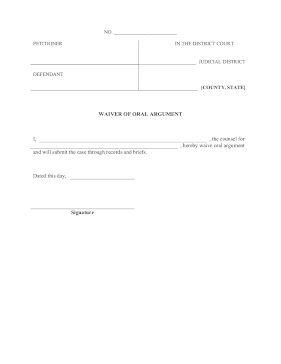 Waiver Of Oral Argument