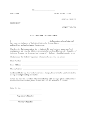 Waiver Of Service Divorce