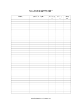 Walkie Signout Sheet