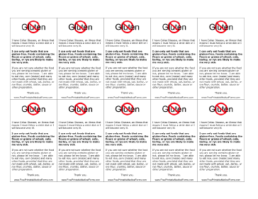 Wallet-sized Celiac Disease Information Card