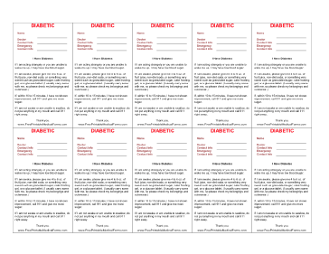 Wallet-sized Diabetes Information Card