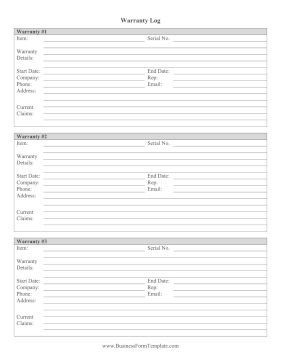 Warranty Log