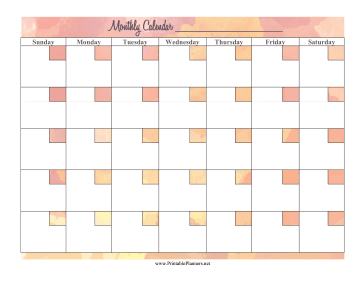 Watercolor Monthly Calendar