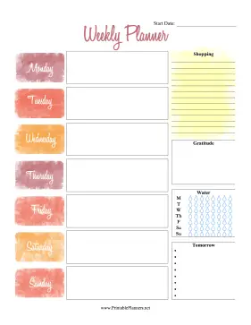 Watercolor Weekly Planner