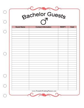 Wedding Planner Bachelor Guests