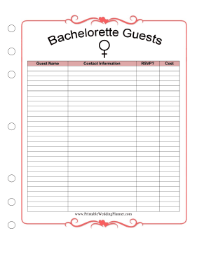 Wedding Planner Bachelorette Guests