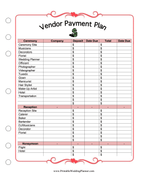 Vendor Payment Plan