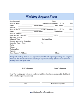 Wedding Request  Form