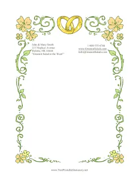 Wedding Rings And Flowers stationery design