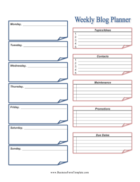 Weekly Blog Planner