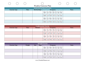 Weekly Exercise Planner