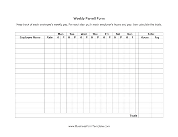 Weekly Payroll Form