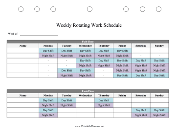 Weekly Rotating Work Schedule