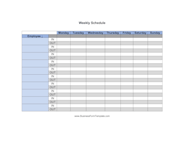 Weekly Schedule By Name