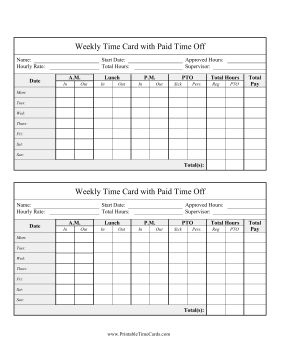 Weekly Time Card PTO