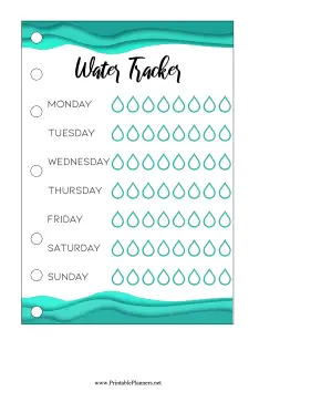 Weekly Water Tracker A5