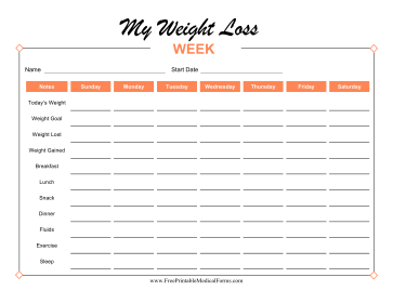 Weekly Weight Loss Tracker Colorful