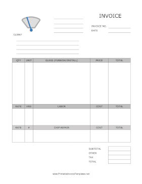 Windshield Repair Invoice Template