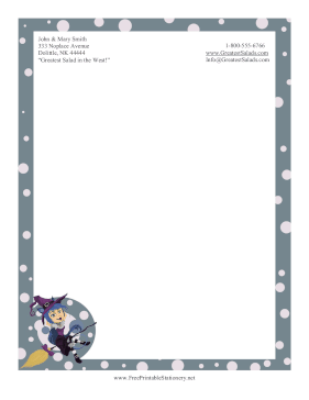 Witch On Broomstick stationery design