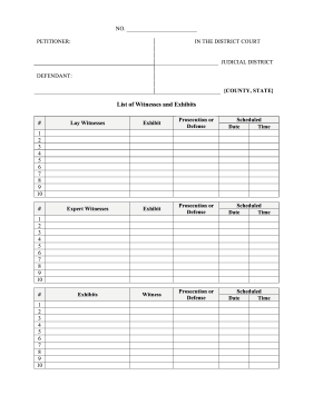 Witness and Exhibits List