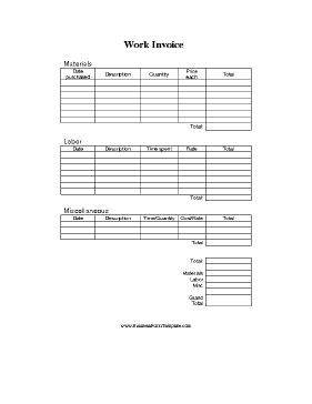 Work Invoice Labor