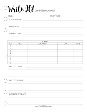 Write It Chapter Planner